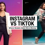 Split-screen comparison of an Instagram model and a TikTok model illustrating the Instagram vs TikTok earnings debate