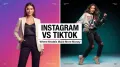 Split-screen comparison of an Instagram model and a TikTok model illustrating the Instagram vs TikTok earnings debate
