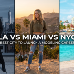 Three models representing New York, Los Angeles, and Miami illustrating the best city for a modeling career in 2026