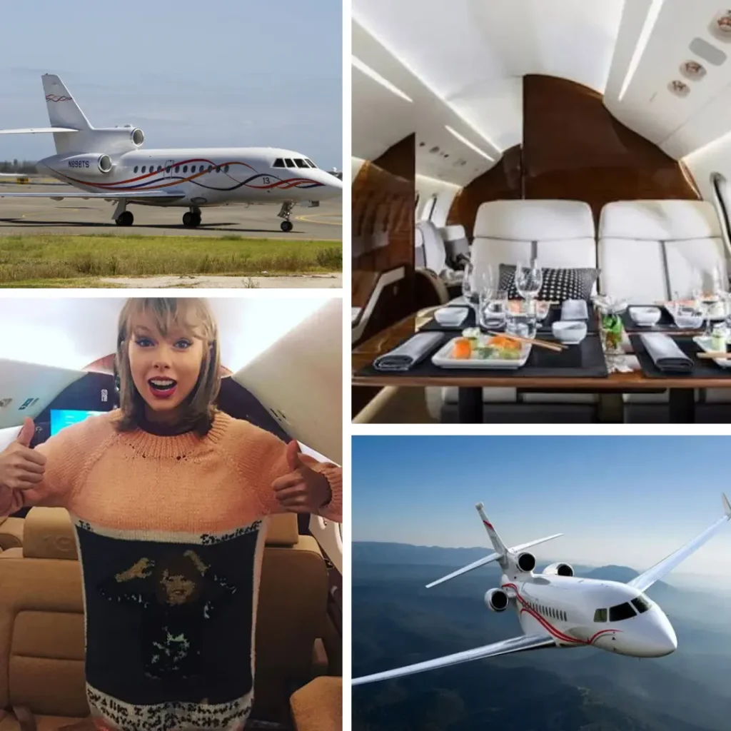 Taylor Swift walking toward her private jet on the tarmac